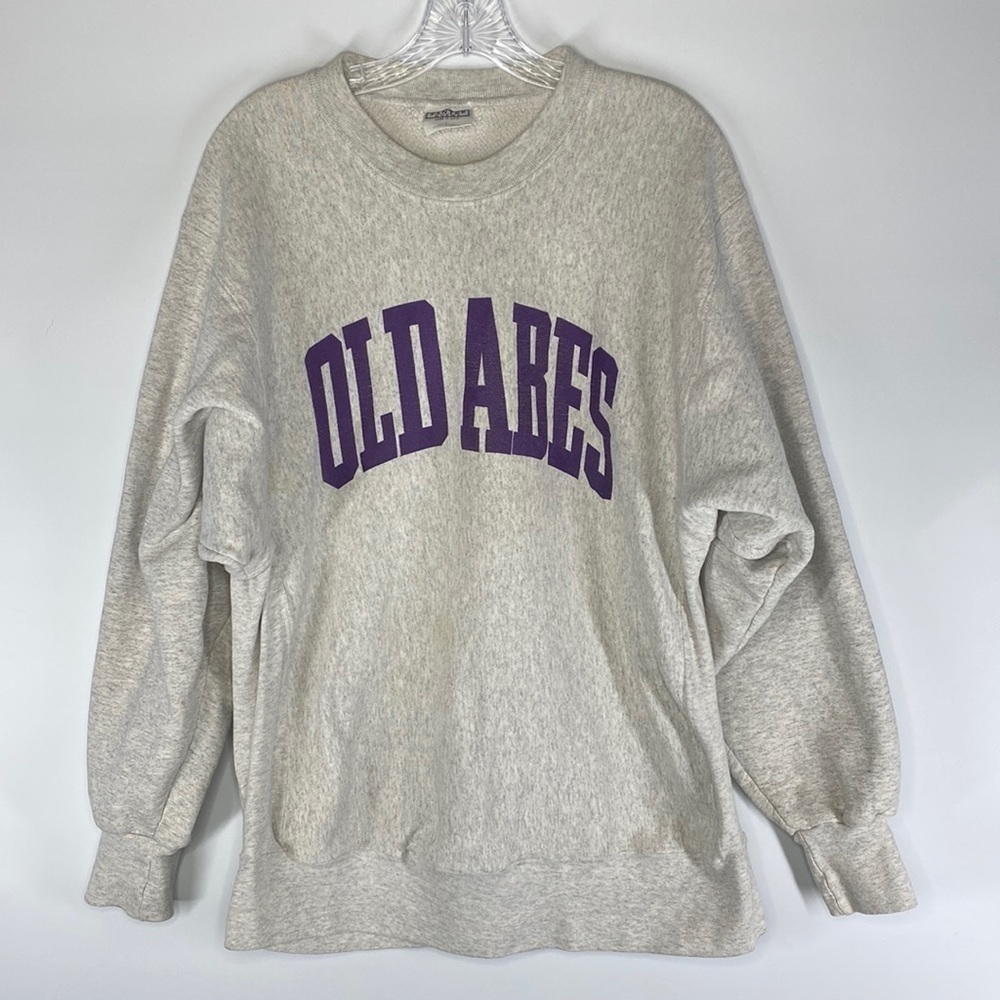Vintage Santee Hvywt Memorial Old Abes Eau Claire, Wisconsin Gray Sweatshirt L